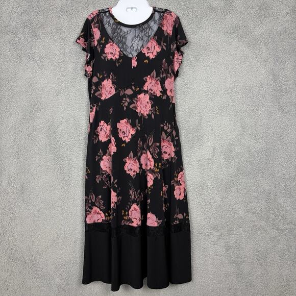 torrid Dresses & Skirts - Torrid Midi Dress Woman Floral Studio Knit Stretch Tiered Pockets size Large